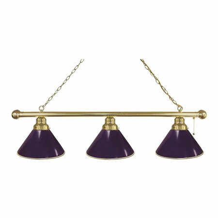 HOLLAND BAR STOOL CO Purple 3 Shade Billiard Light, Brass Fixture BL3BRPurp